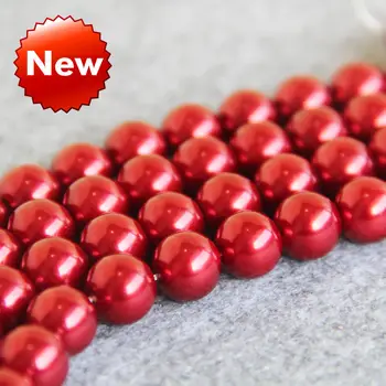 Nauji Karoliai&Apyrankę Priedai 12mm Raudona Shell perlų karoliukus, Seashell 